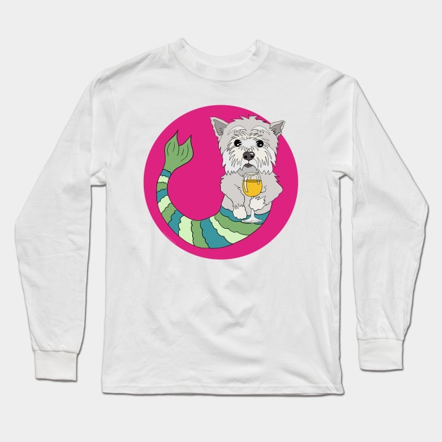 Abby the Westie Mermutt Long Sleeve T-Shirt by abrushwithhumor